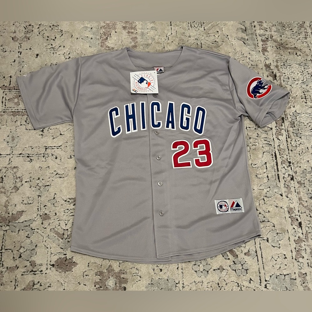 Majestic Authentic Chicago Cubs Ryne Sandberg #23 Gray MLB Jersey Men’s Sz XL - Picture 2 of 7